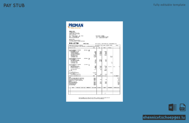 Proman Recruitment Gehaltsabrechnung in französischer Sprache, Version 2 Beispielvorschau